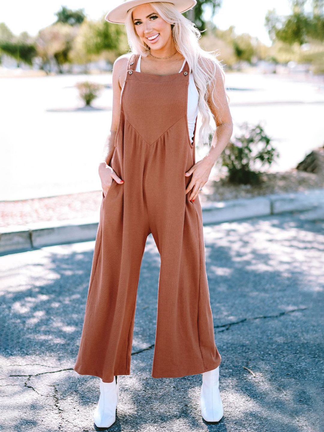 

StyleCast Women Ankle-Length Dungarees, Brown