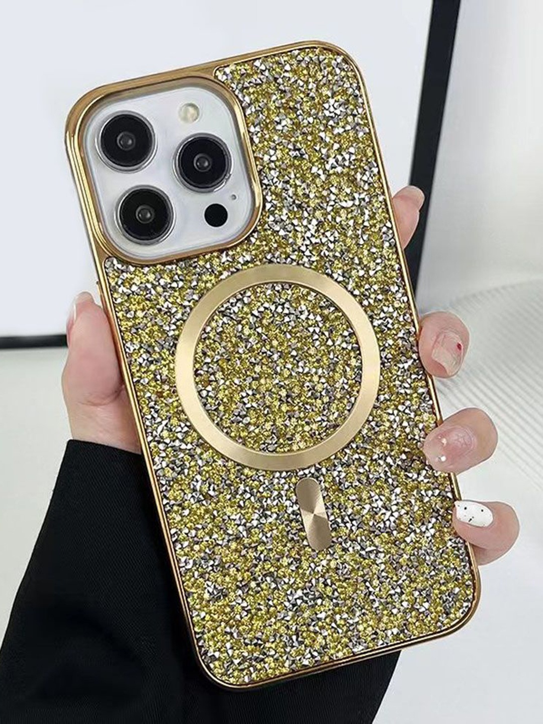 

Luxury Kase Solid Printed iPhone 14 Pro Back Case Mobile Accessories, Gold