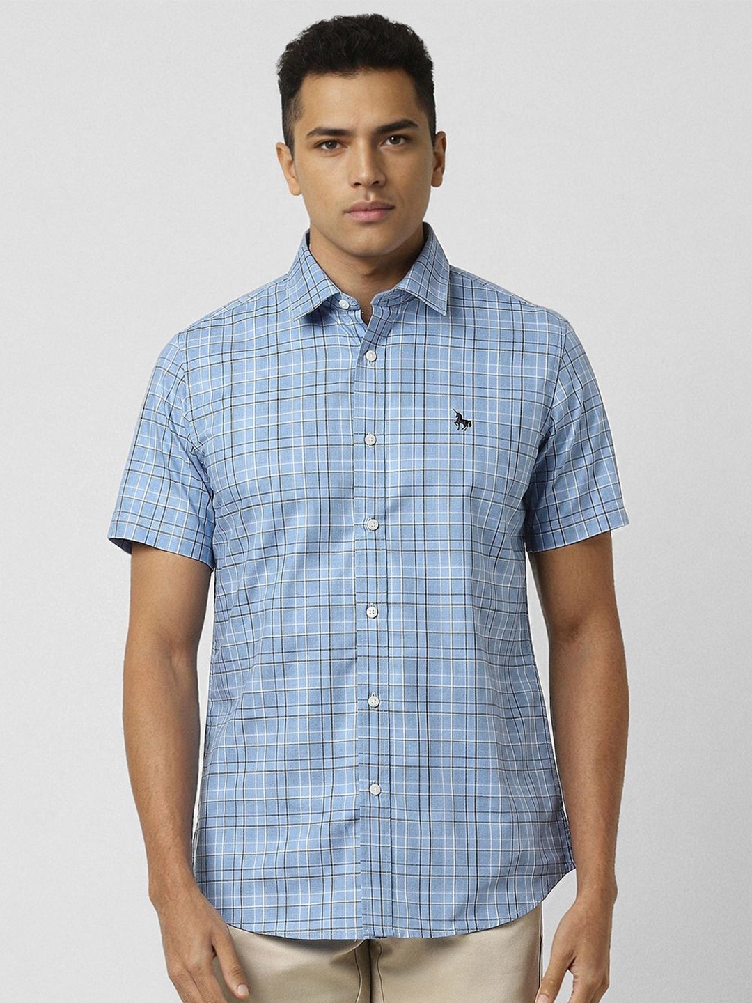 

Van Heusen Sport Men Slim Fit Opaque Checked Casual Shirt, Blue