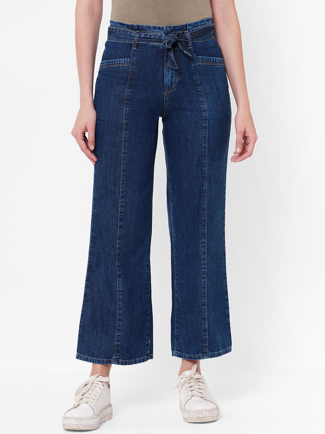 

Kraus Jeans Women Wide Leg High-Rise Light Fade Cotton Jeans, Blue