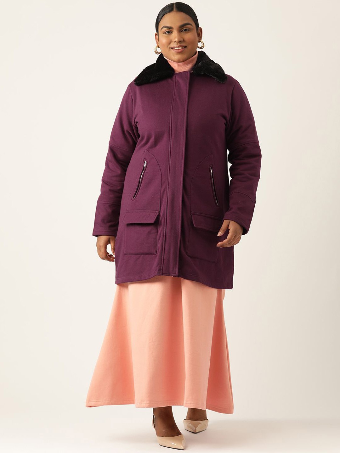

theRebelinme Women Longline Open Front Jacket, Burgundy