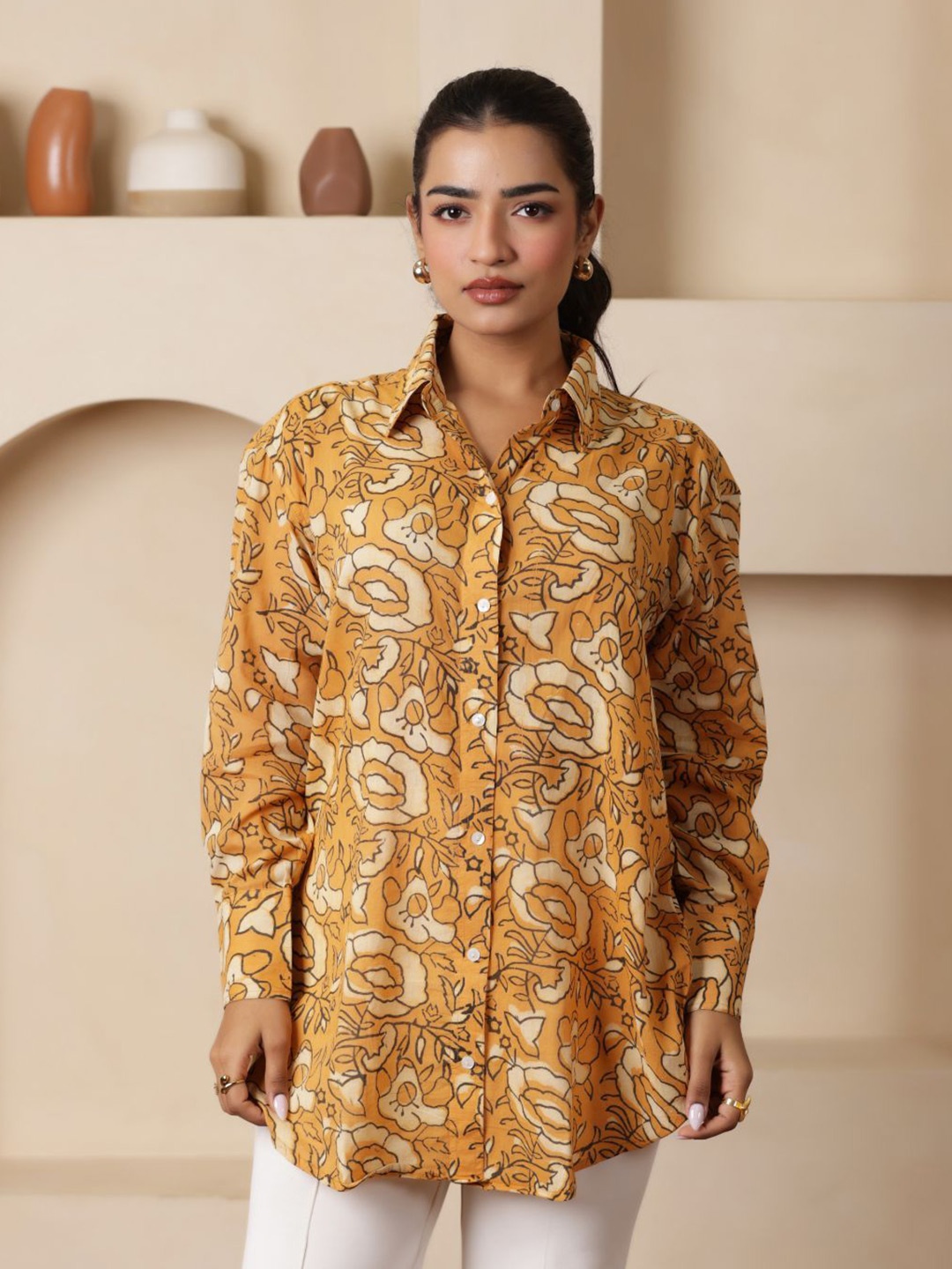 

SASSY SAJJA Women Comfort Opaque Printed Casual Shirt, Yellow