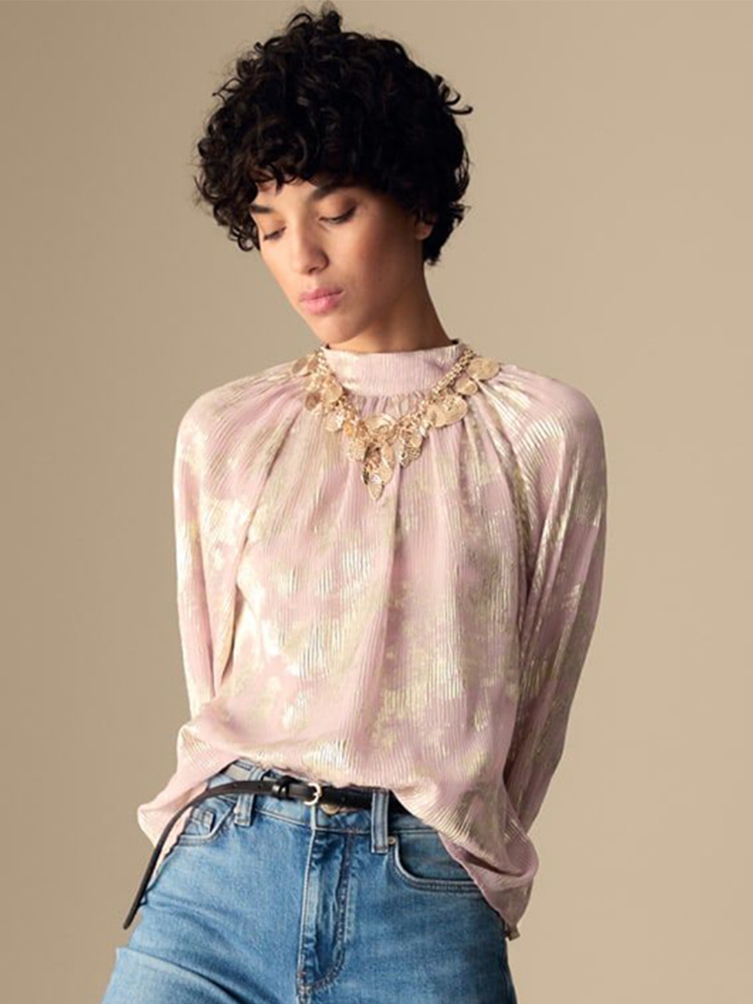 

Marks & Spencer Women Floral Printed High Neck Top, Pink