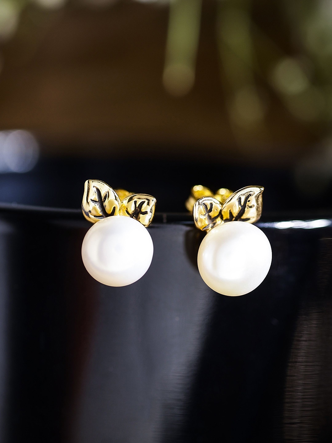 

DIAVO Gold Plated 925 Sterling Silver Beaded Contemporary Studs Earrings