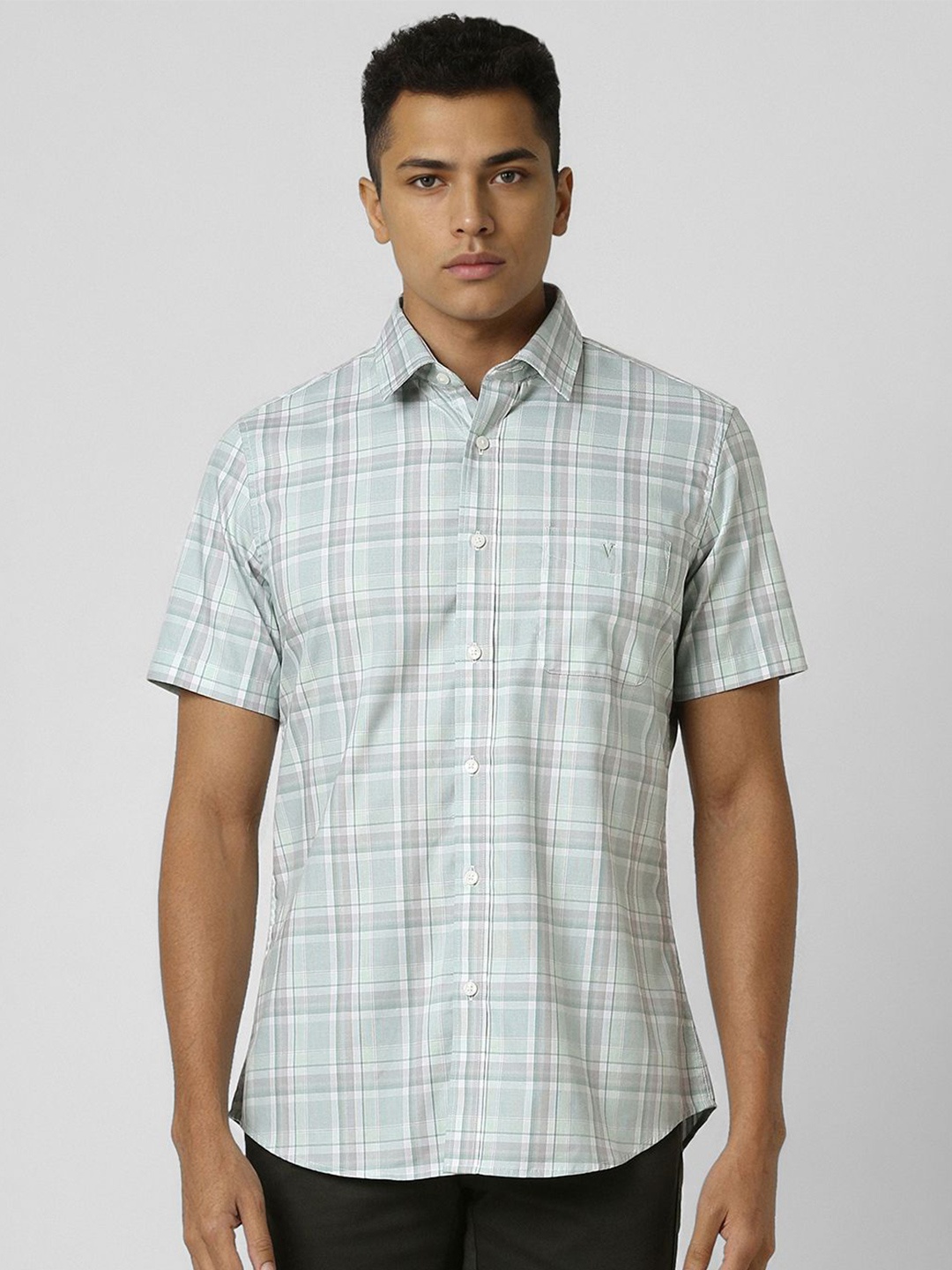 

Van Heusen Sport Men Slim Fit Opaque Checked Casual Shirt, Green