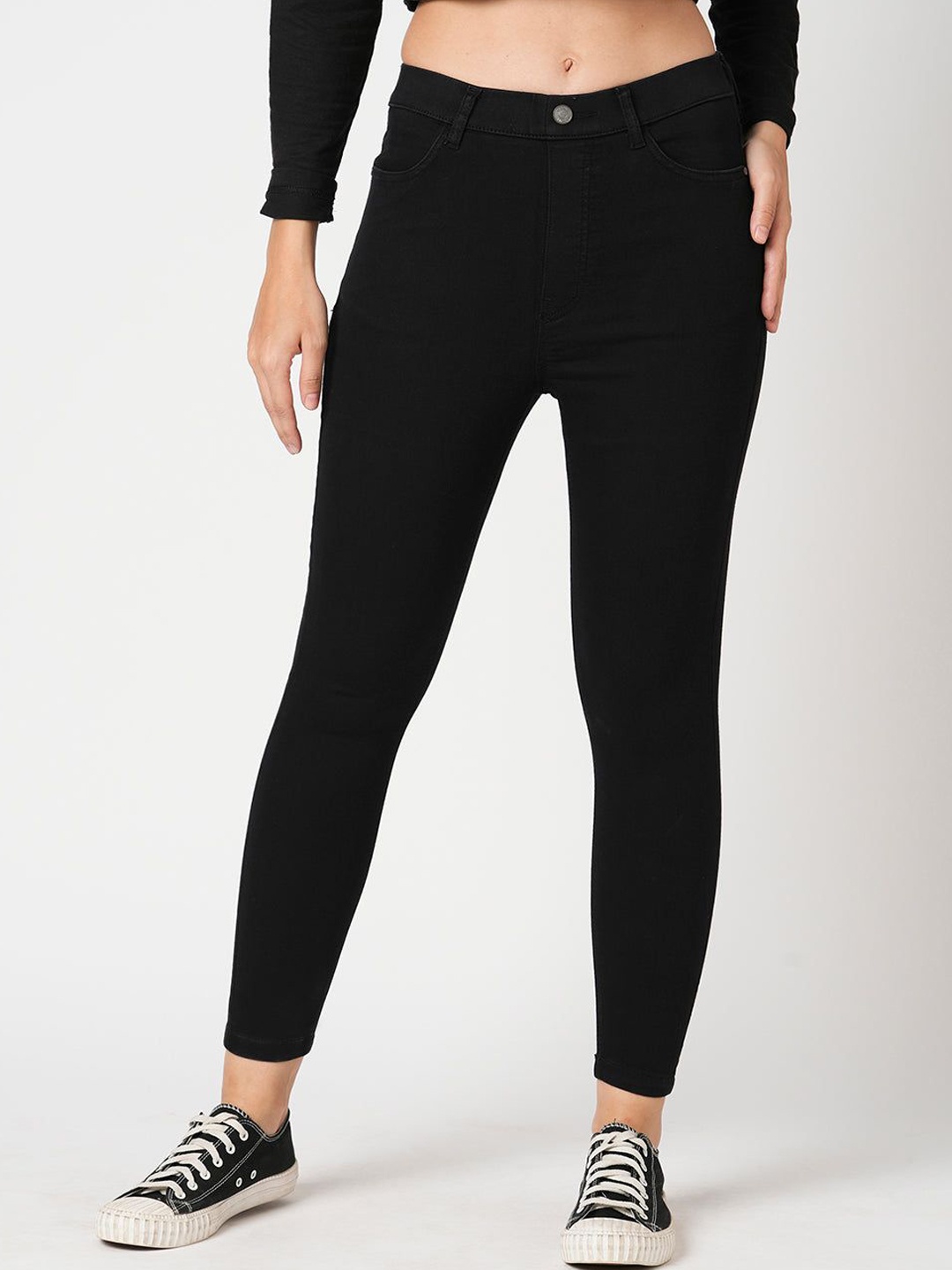 

Kraus Jeans Women Skinny Fit High-Rise Cotton Jeans, Black