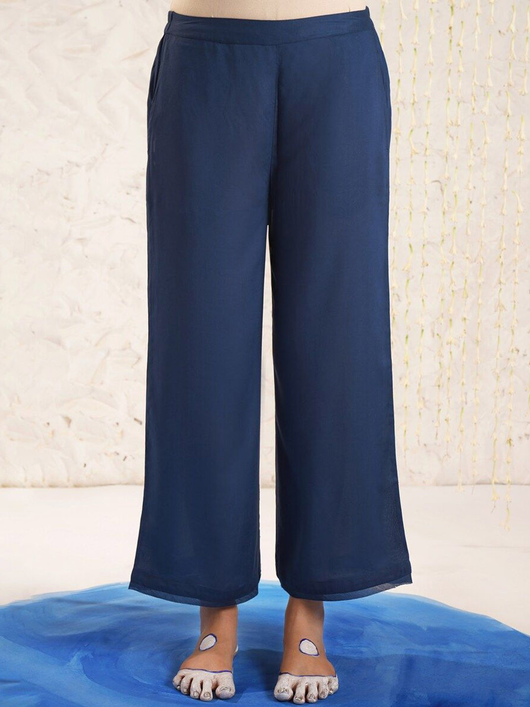 

JAYPORE Women Flared Trousers, Blue