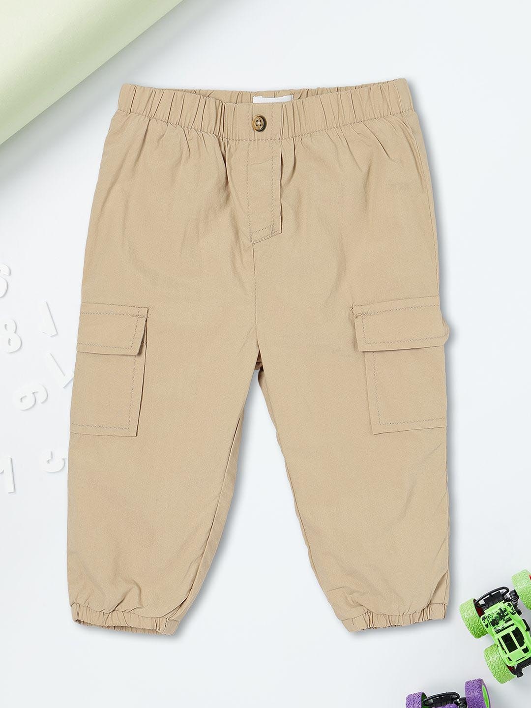 

max Boys Regular Fit Cotton Joggers, Beige