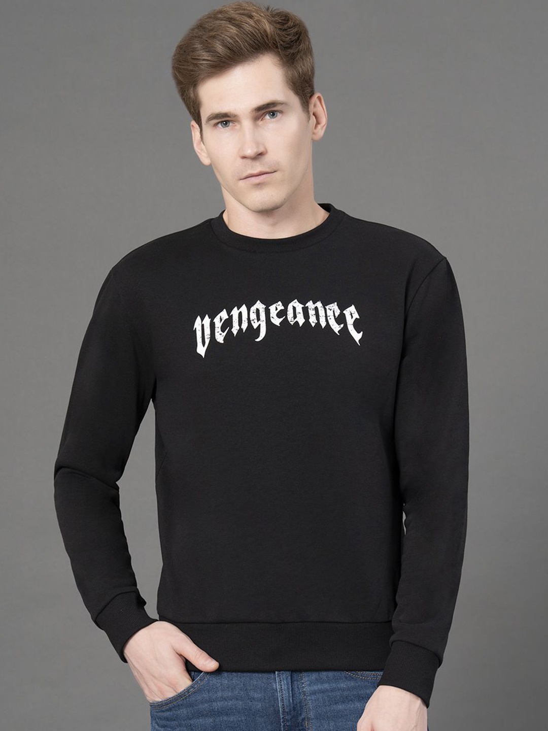 

Red Tape Men Printed Pullover Sweatshirt, Black