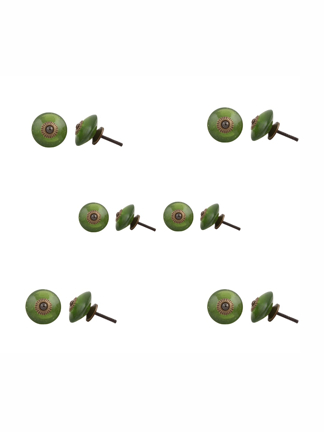 

Indianshelf 6-Pcs Olive-Green Glossy Glass Knobs