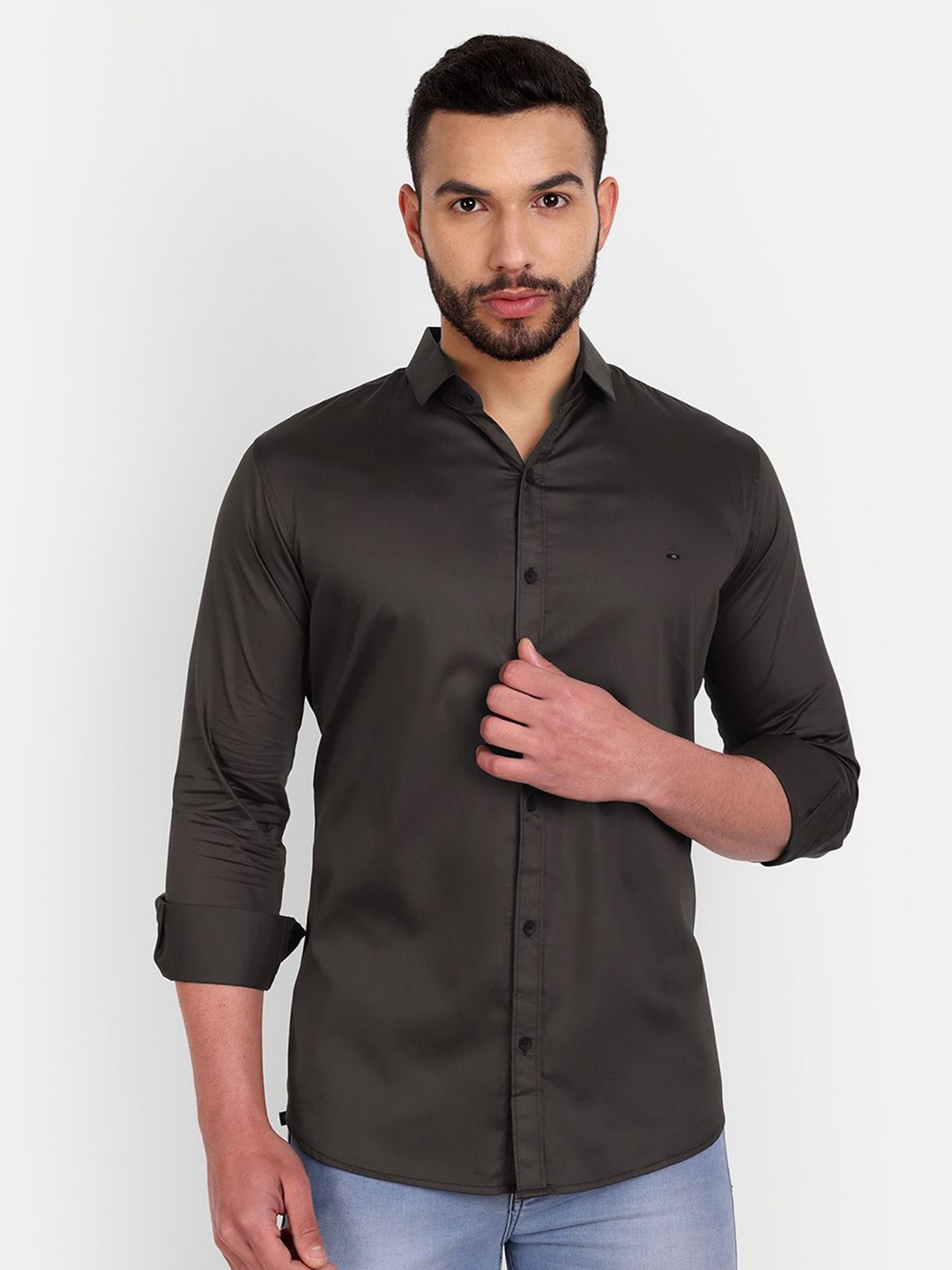 

WILNERCROWN Men Classic Opaque Casual Shirt, Coffee brown