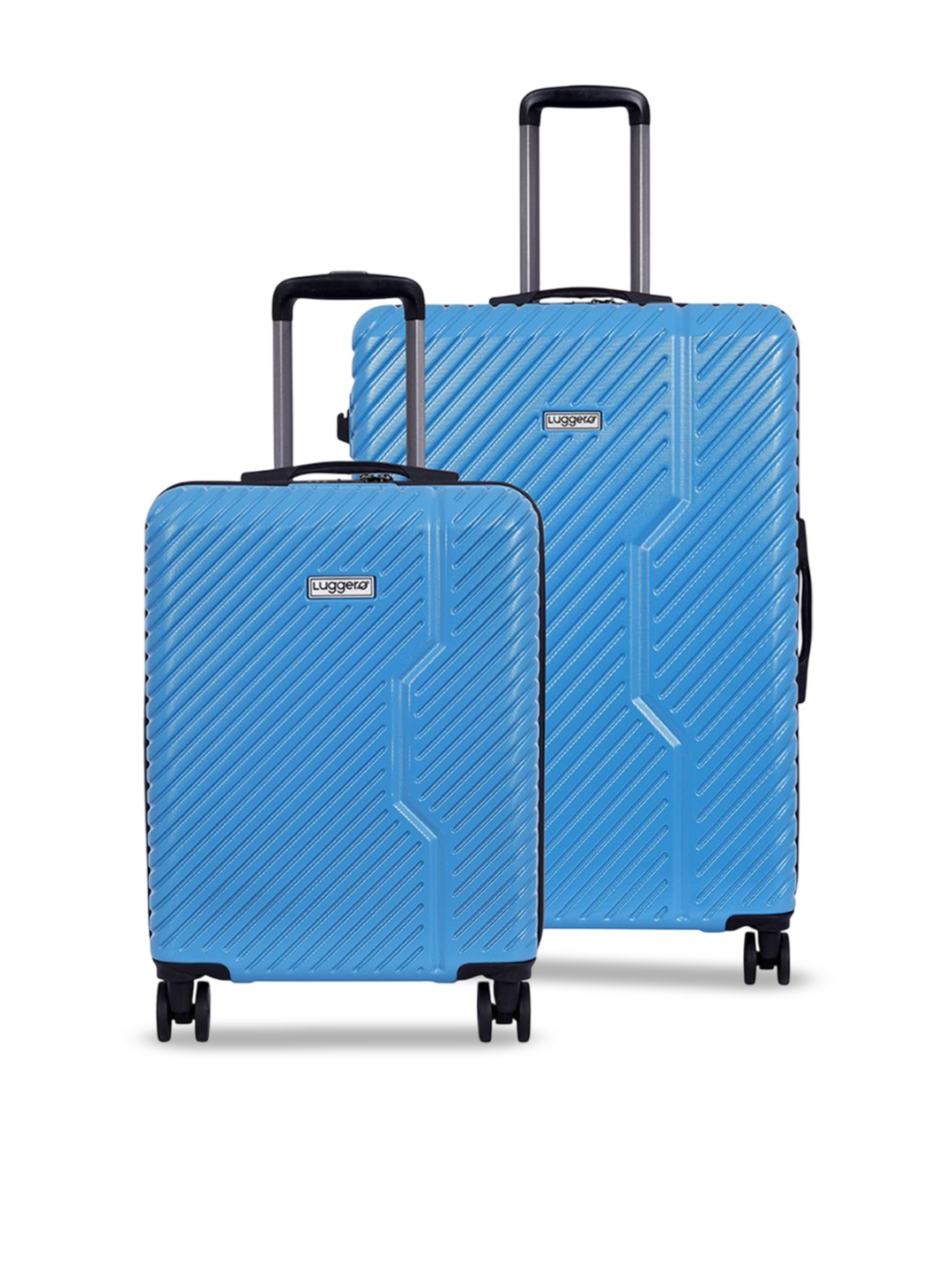 

Luggero Unisex Set 2 Textured Hard Sided Trolley Bags, Blue