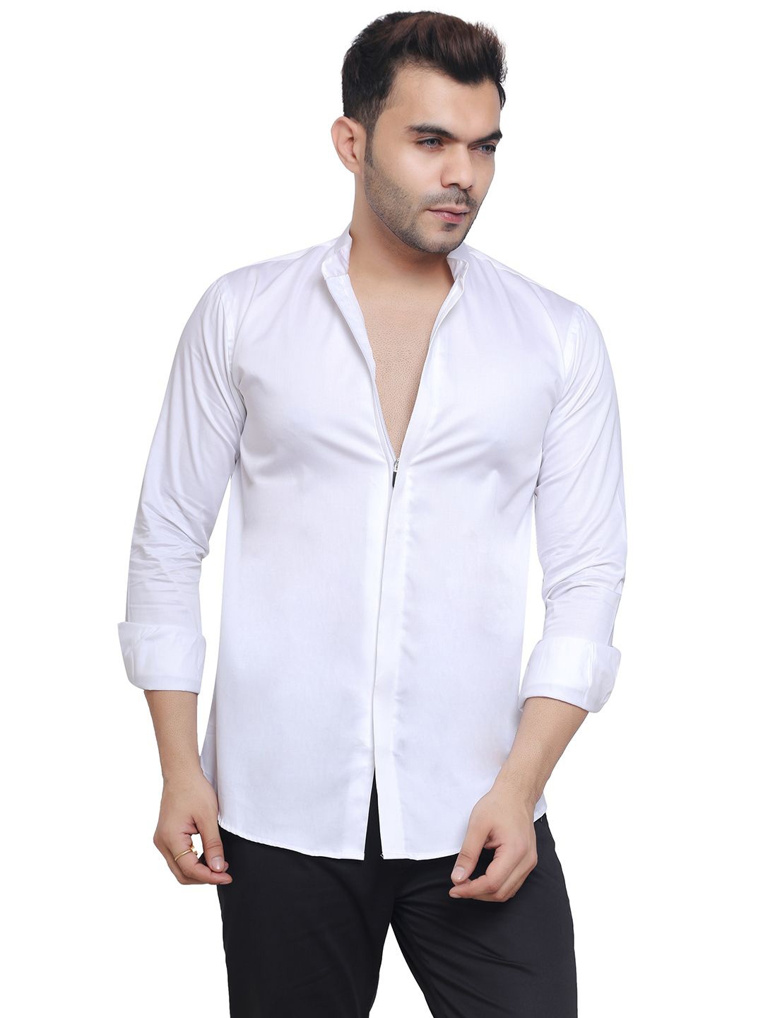 

Mculine Men Standard Opaque Casual Shirt, White
