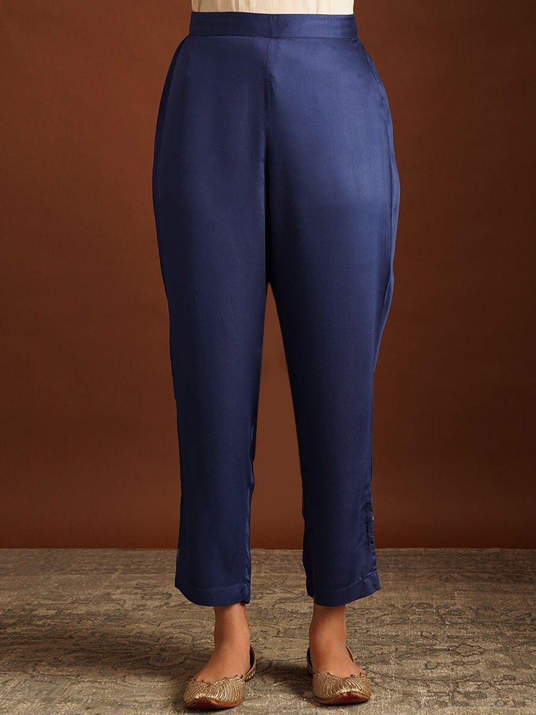 

JAYPORE Women Slim Fit Trousers, Blue