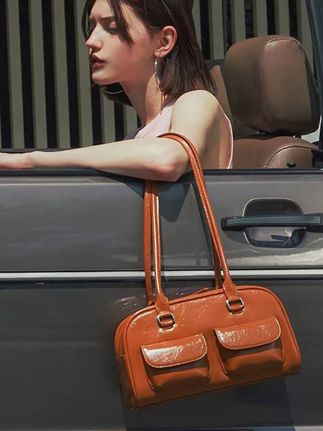 

StyleCast x Revolte Structured Shoulder Bag with Tasselled, Brown