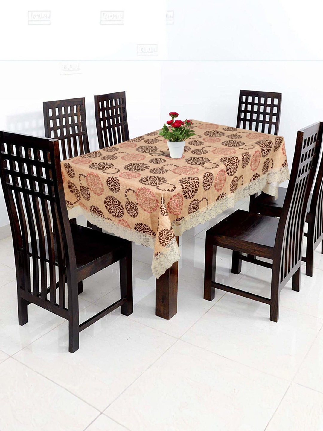 

Kuber Industries Brown Ethnic Motifs Plastic 6-Seater Table Cover