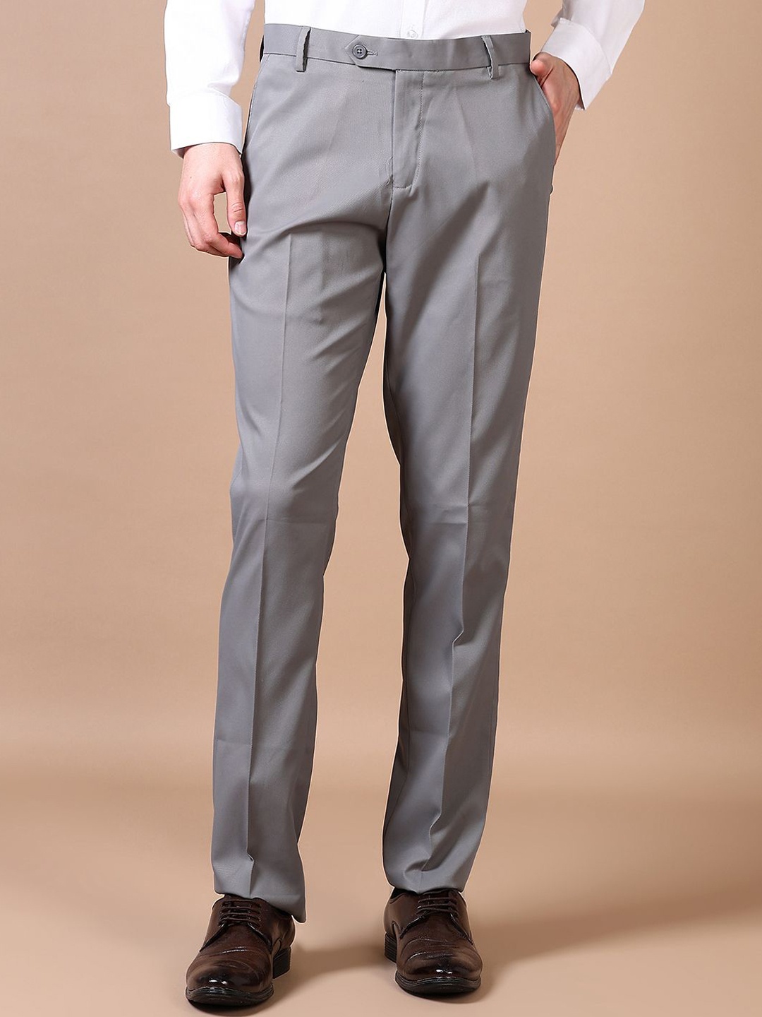 

J White by Vmart Men Mid-Rise Solid Formal Trousers, Grey