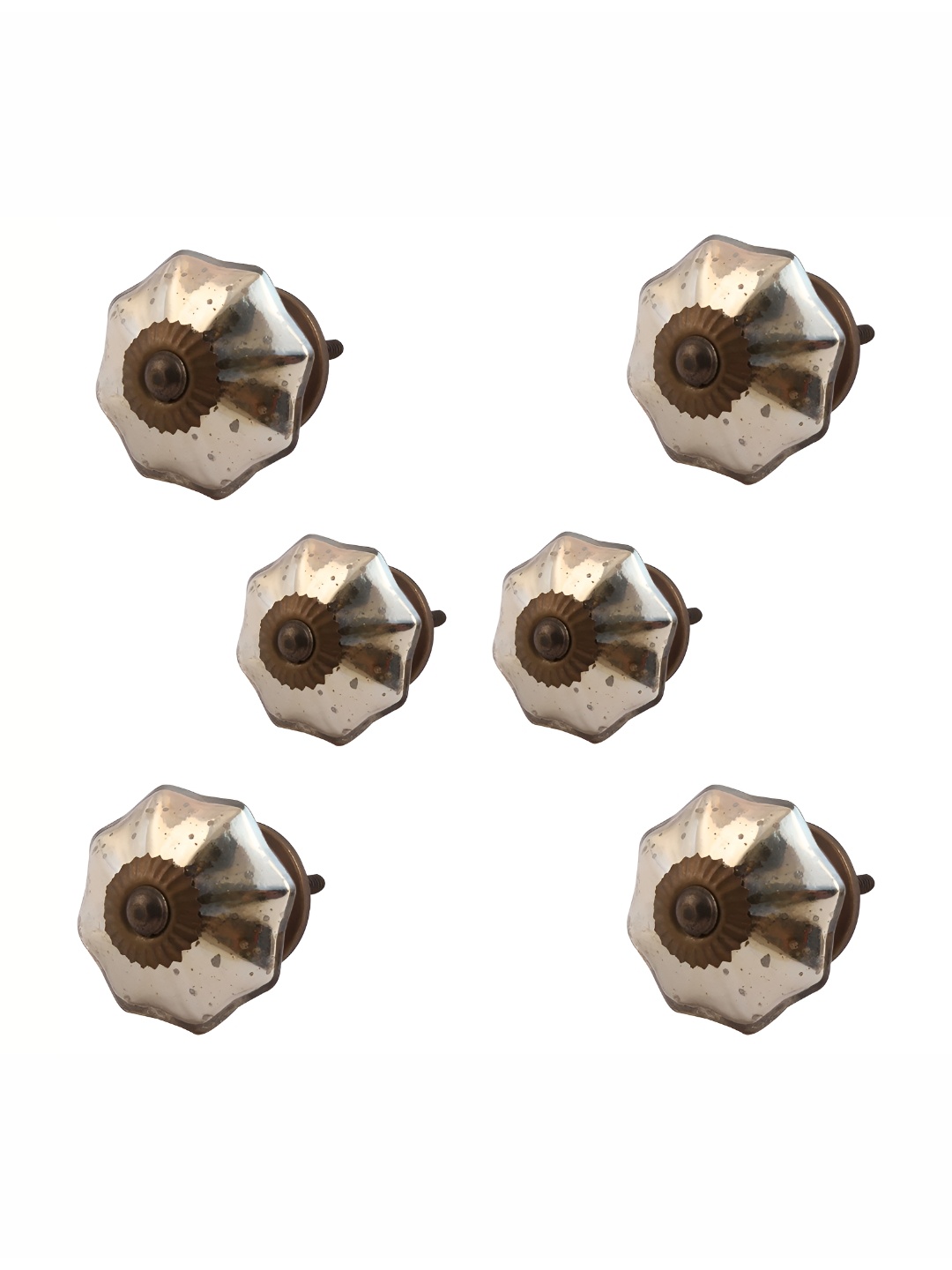 

Indianshelf 6-Pcs Brown Printed Glass Knob