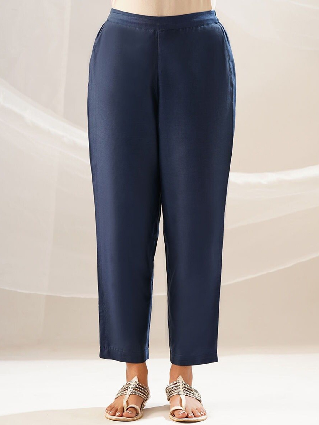 

JAYPORE Women Straight Fit Culottes Trousers, Blue