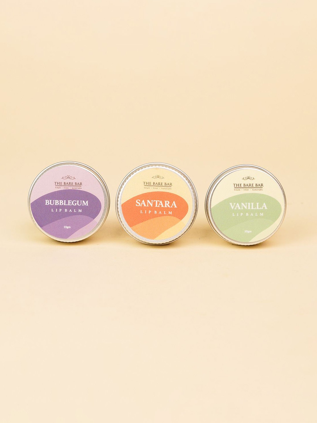 

The Bare Bar Set Of 3 Santara, Bubble Gum & Vanilla Lip Balm - 10 g Each, Beige