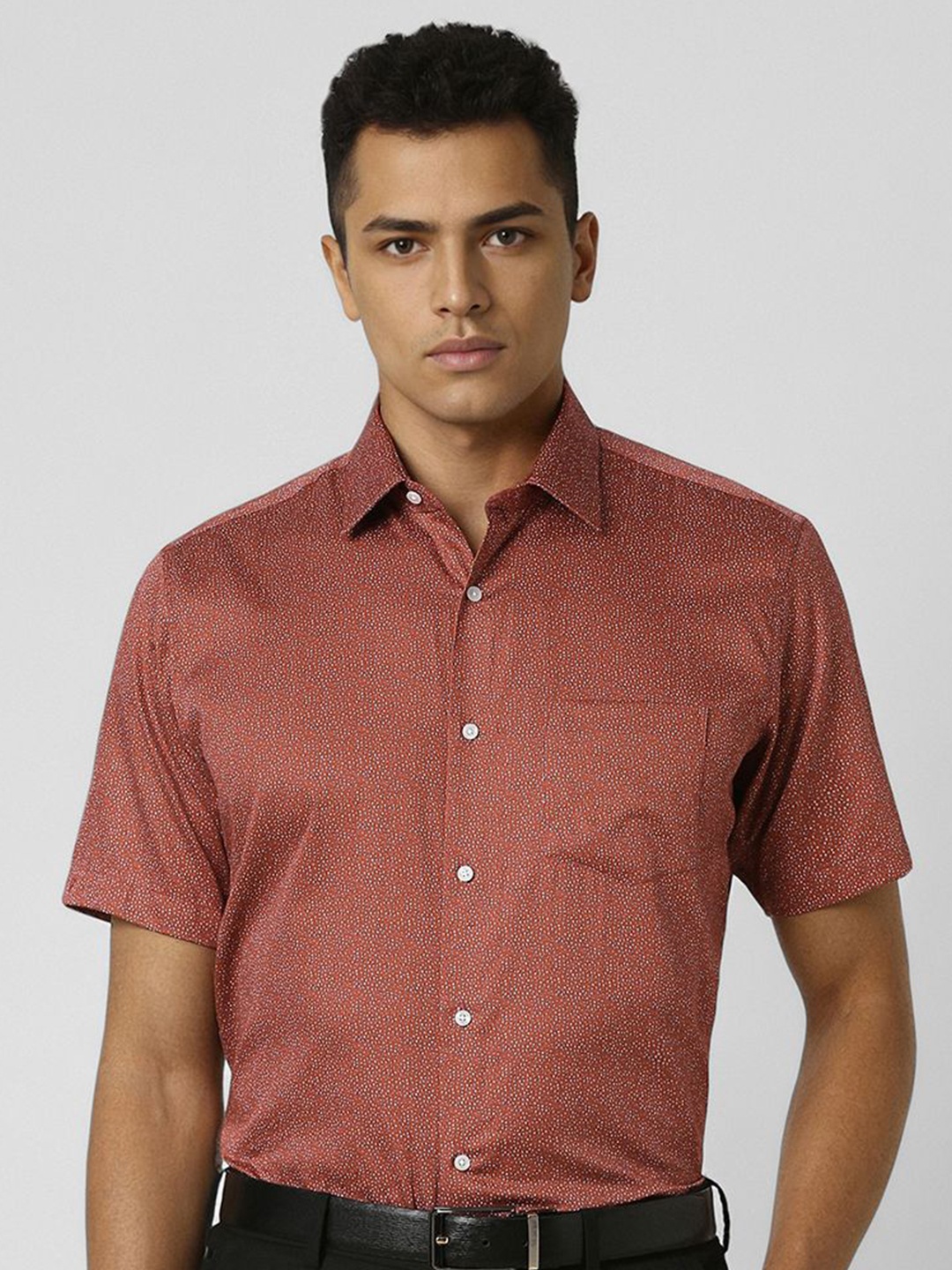

Van Heusen Men Opaque Printed Formal Shirt, Red
