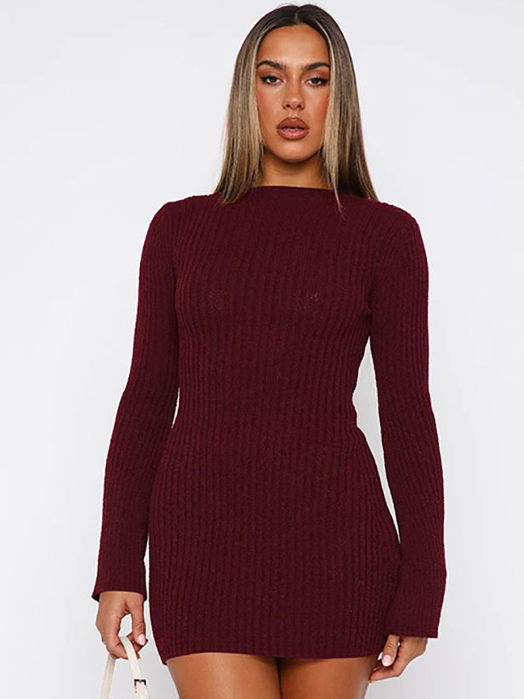 

StyleCast x Revolte Women Round Neck Bodycon Dress, Maroon