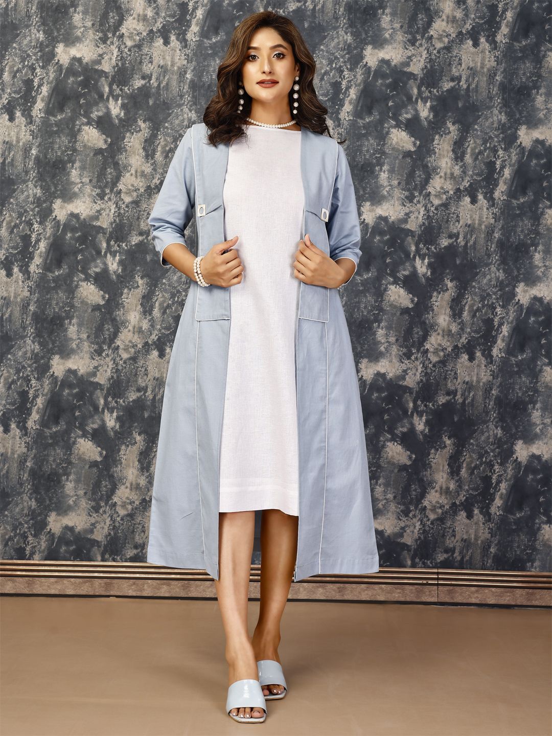 

Komarri U Women Boat Neck A-Line Midi Dress, Blue