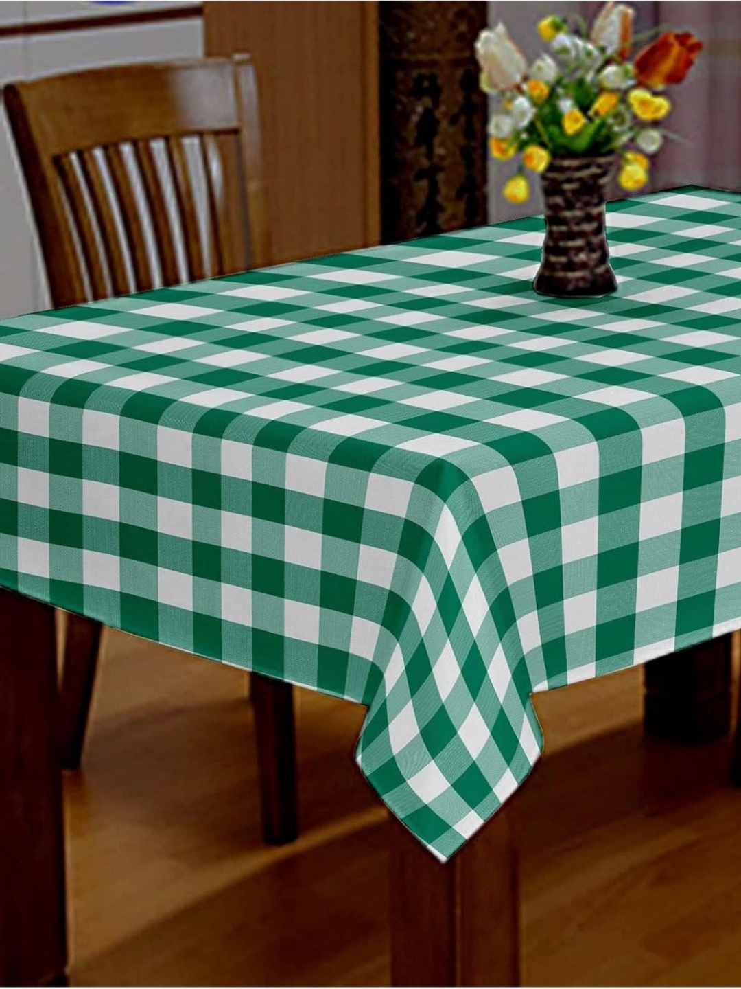 

Lushomes Green Geometric Printed Cotton 2-Seater Table Cover