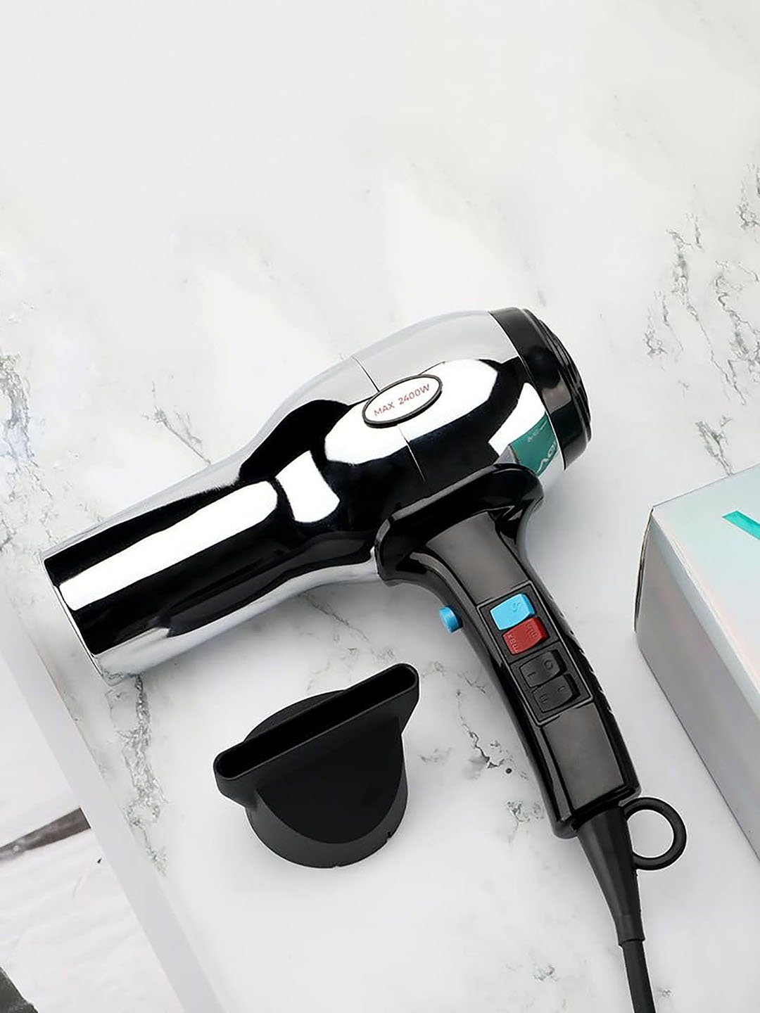 

vng V-465 Metal Body Hair Dryer With 2400W Power, 3 Heat Settings, Detachable Rear Cover, Silver