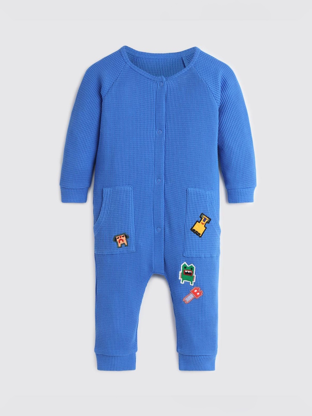 

Somersault Boys Printed Pure Cotton Rompers, Blue