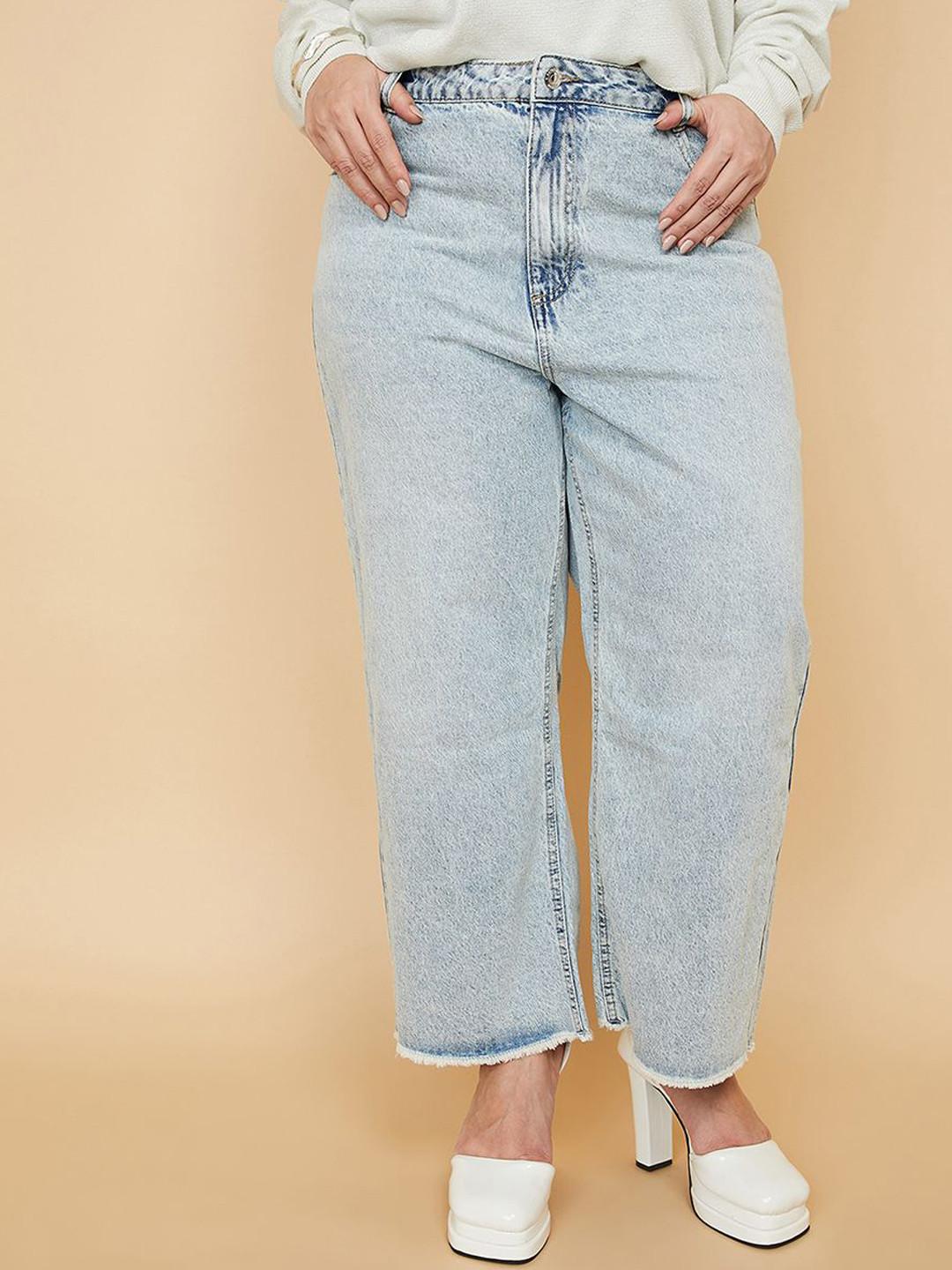 

max Women Plus Size Regular Fit Cotton Jeans, Blue
