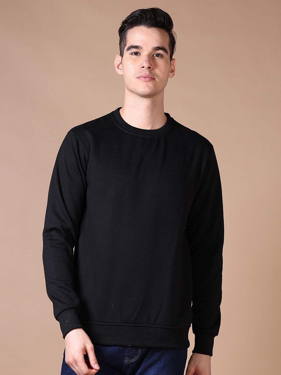 

V-Mart Men Round Neck Pullover Sweatshirt, Black