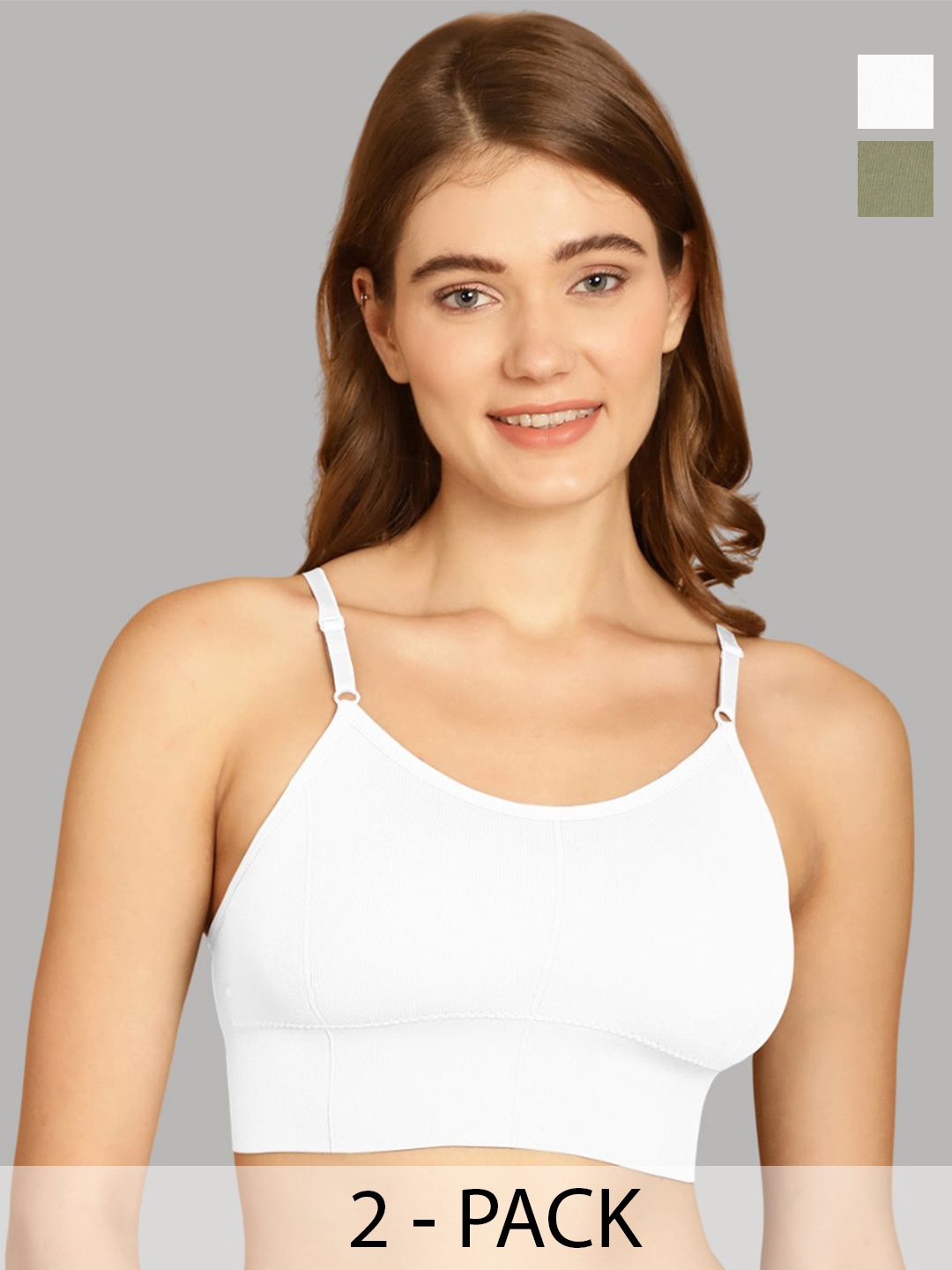 

Friskers Pack of 2 Medium Support Lightly Padded Seamless Push-Up Bra, White