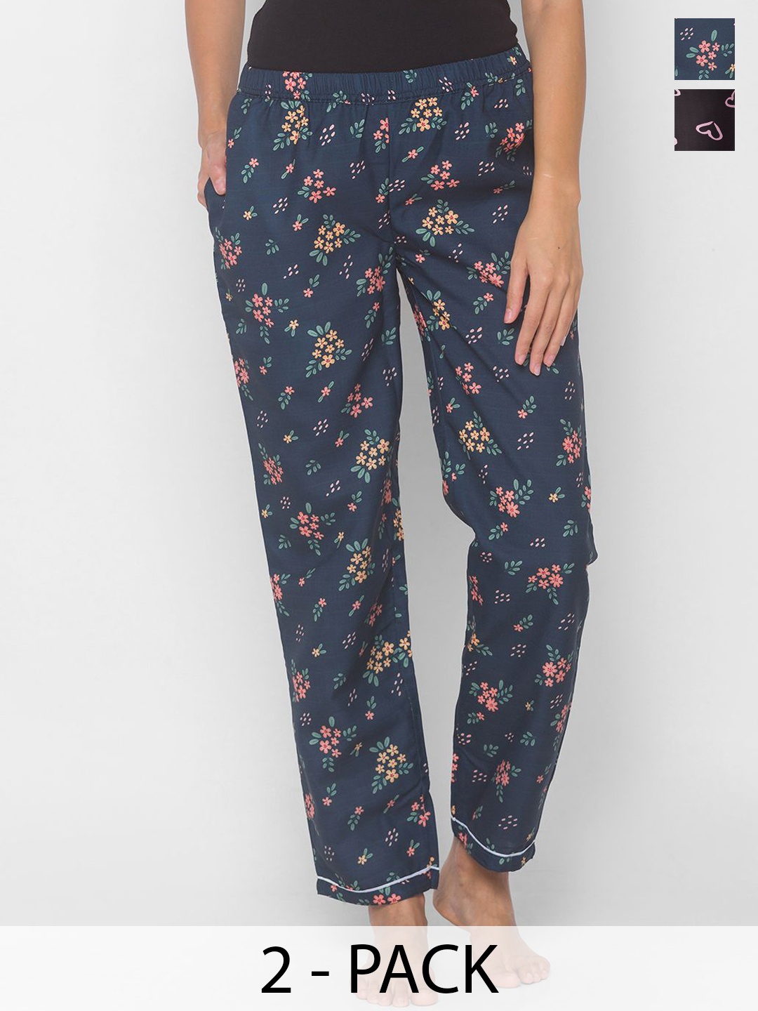 

FashionRack Women Pack Of 2 Printed Lounge Pants, Blue