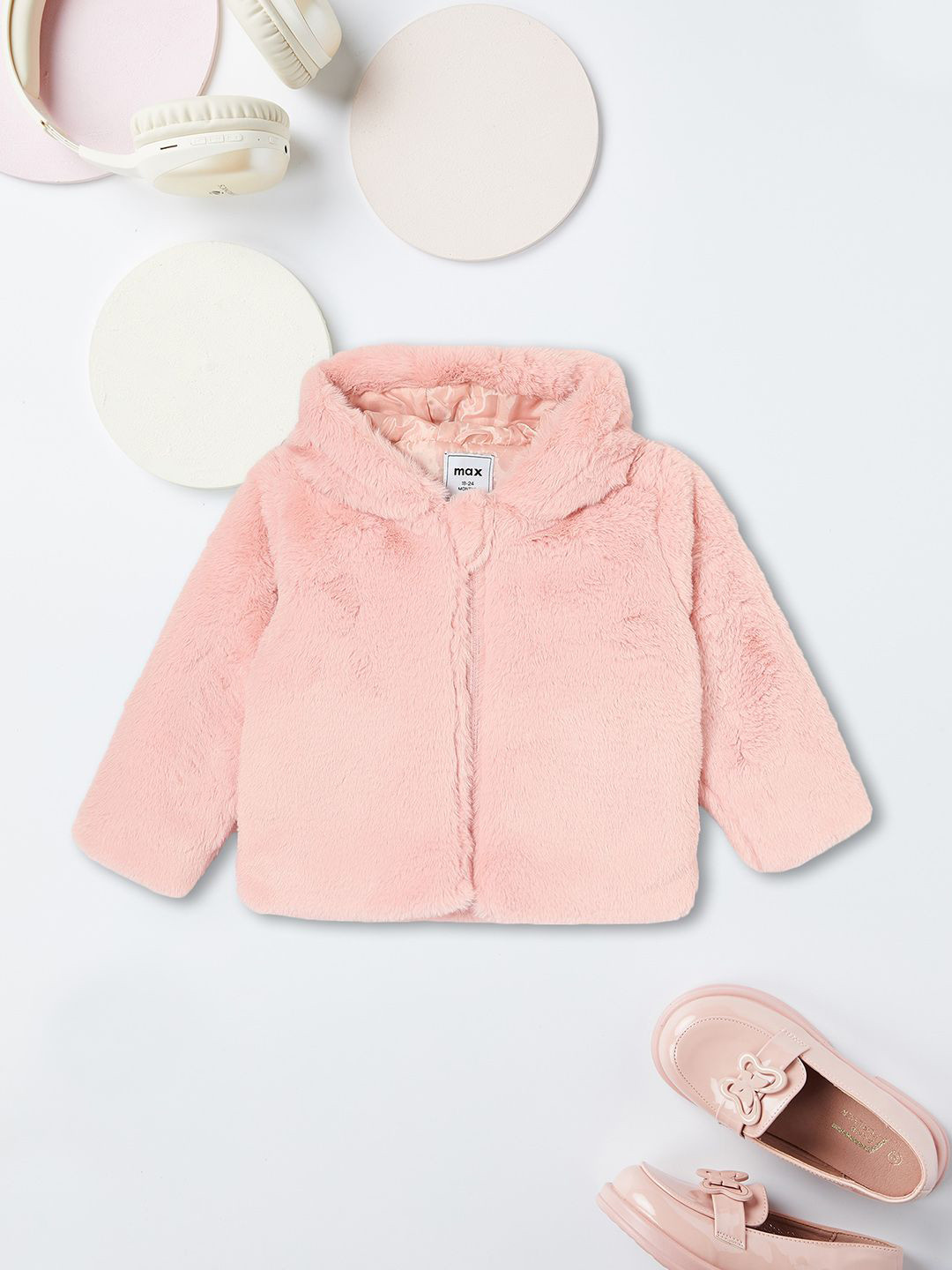 

max Girls Polyester Crop Tailored Jacket with Embroidered, Pink