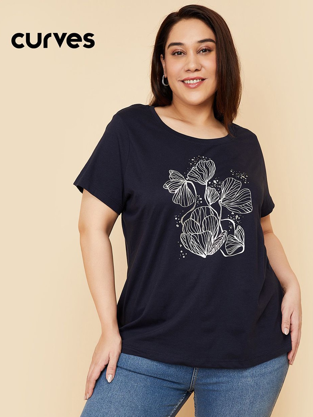 

max Women Typography Printed Ethnic T-shirt, Blue