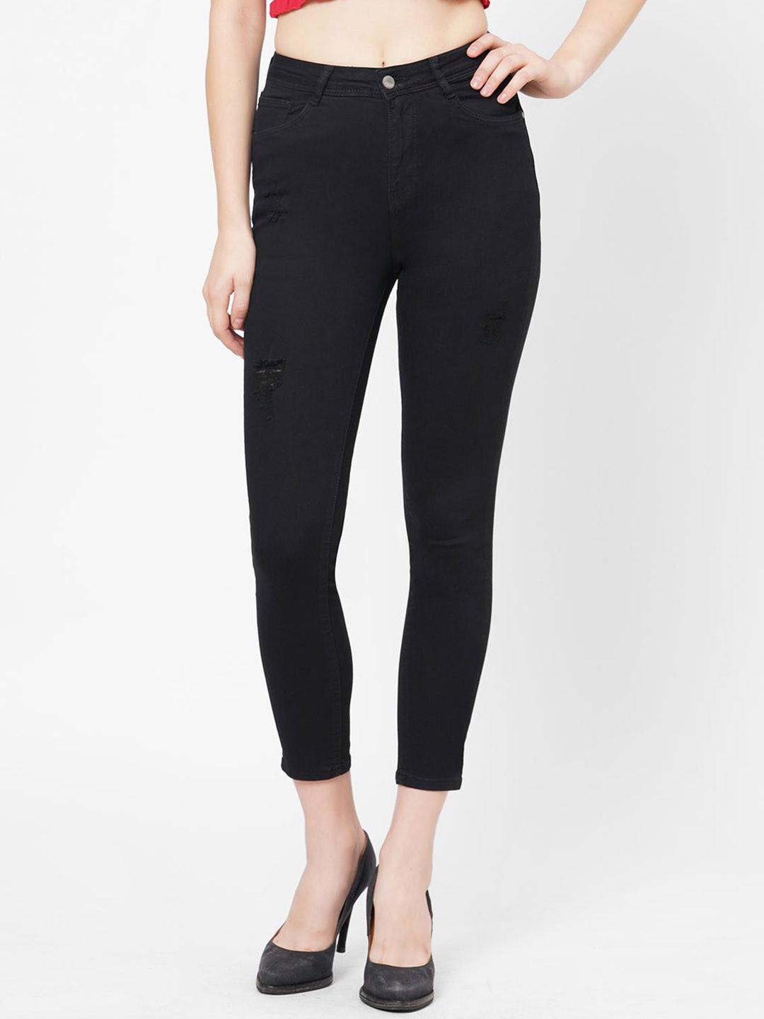 

Kraus Jeans Women Skinny Fit High-Rise Jeans, Black