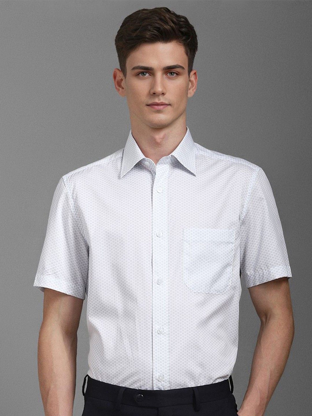 

Louis Philippe Men Classic Opaque Printed Formal Shirt, White