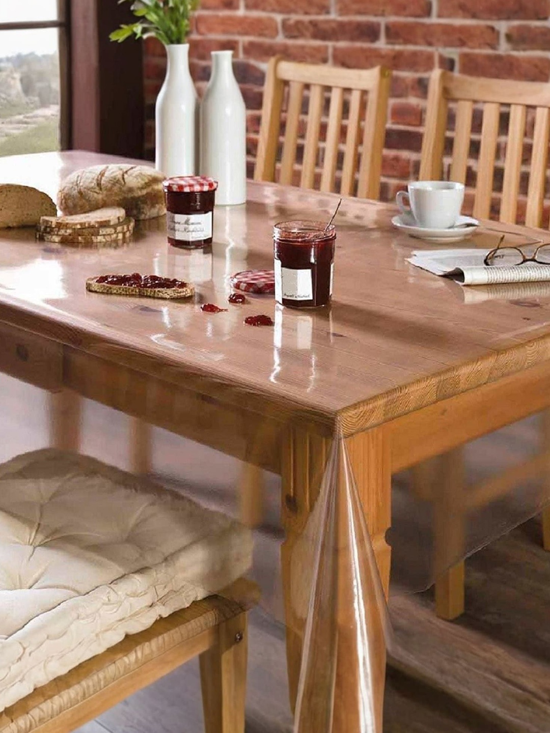 

Kuber Industries Transparent Plastic 4-Seater Table Cover