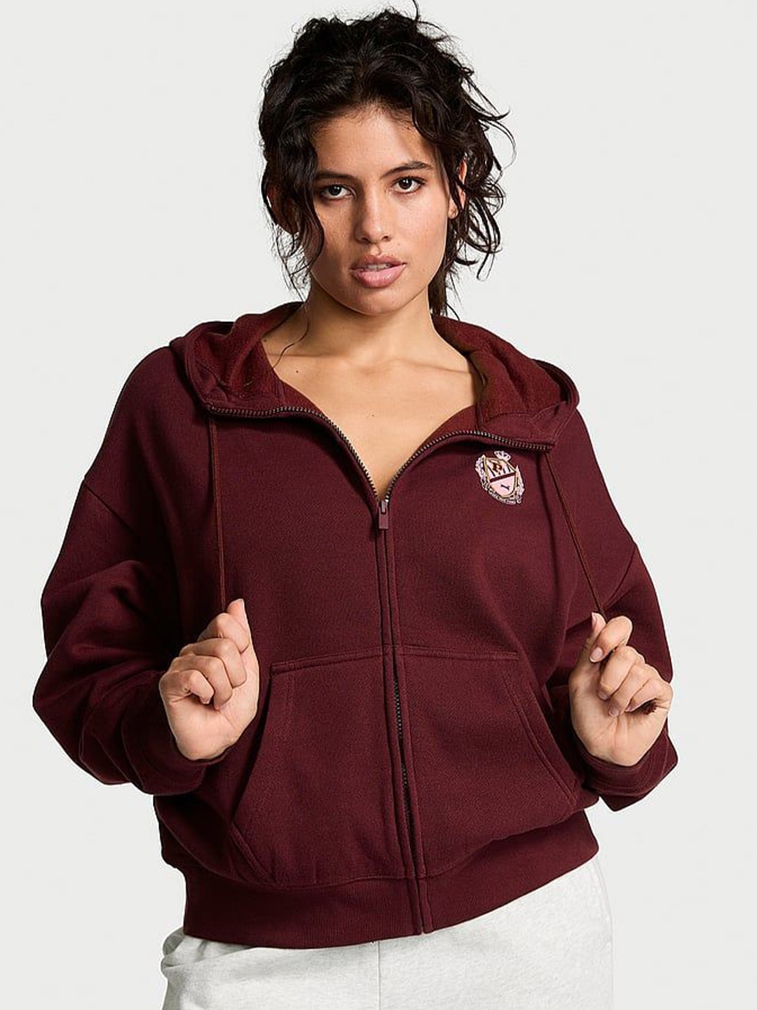 

Victoria's Secret Women Cotton Long Sleeves Sweatshirt, Purple