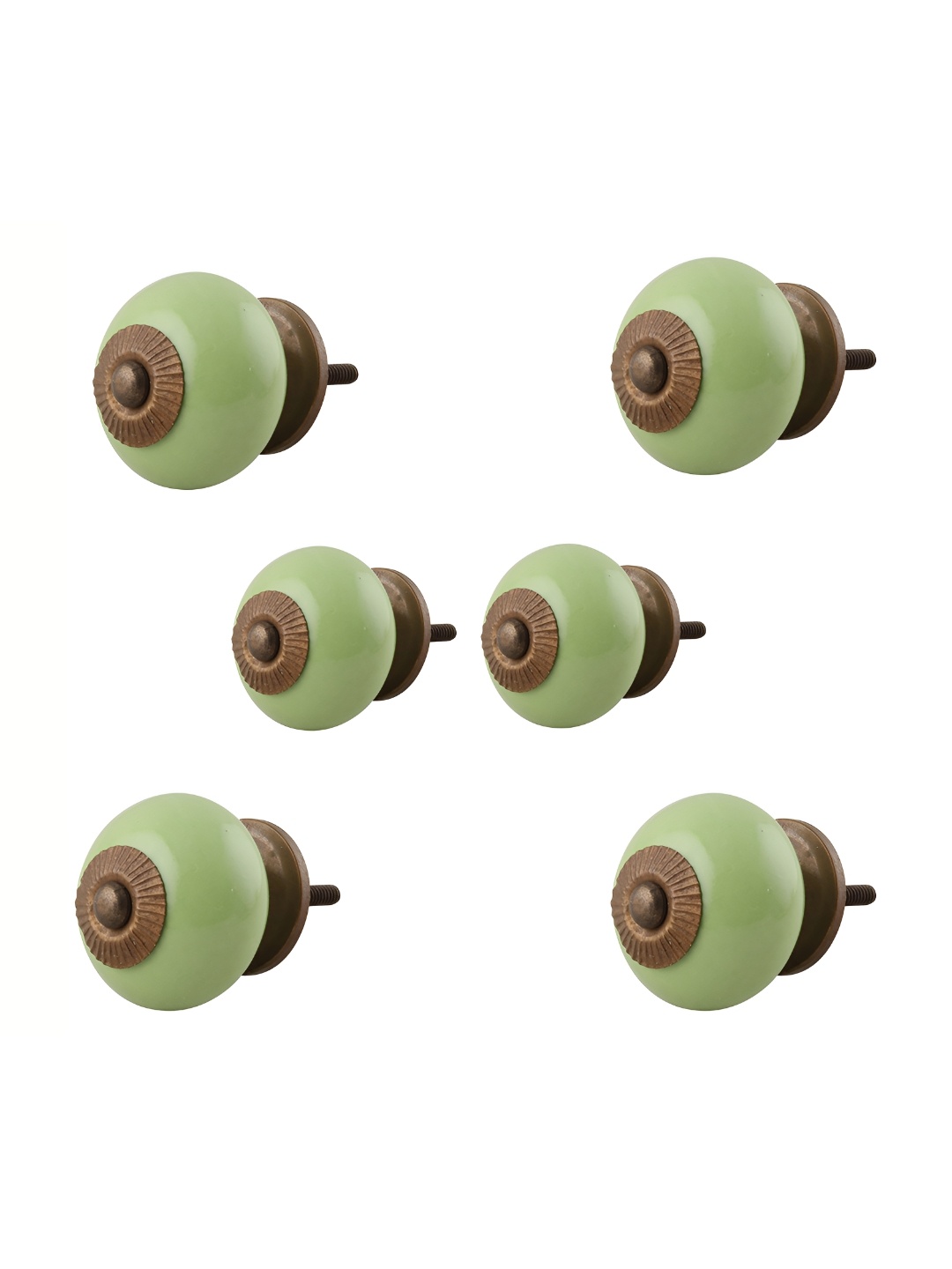 

Indianshelf 6-Pcs Green & Brown Ceramic Round Knobs
