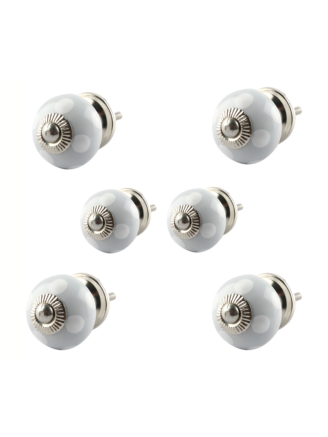 

Indianshelf 6-Pcs Grey & White Printed Ceramic Knobs