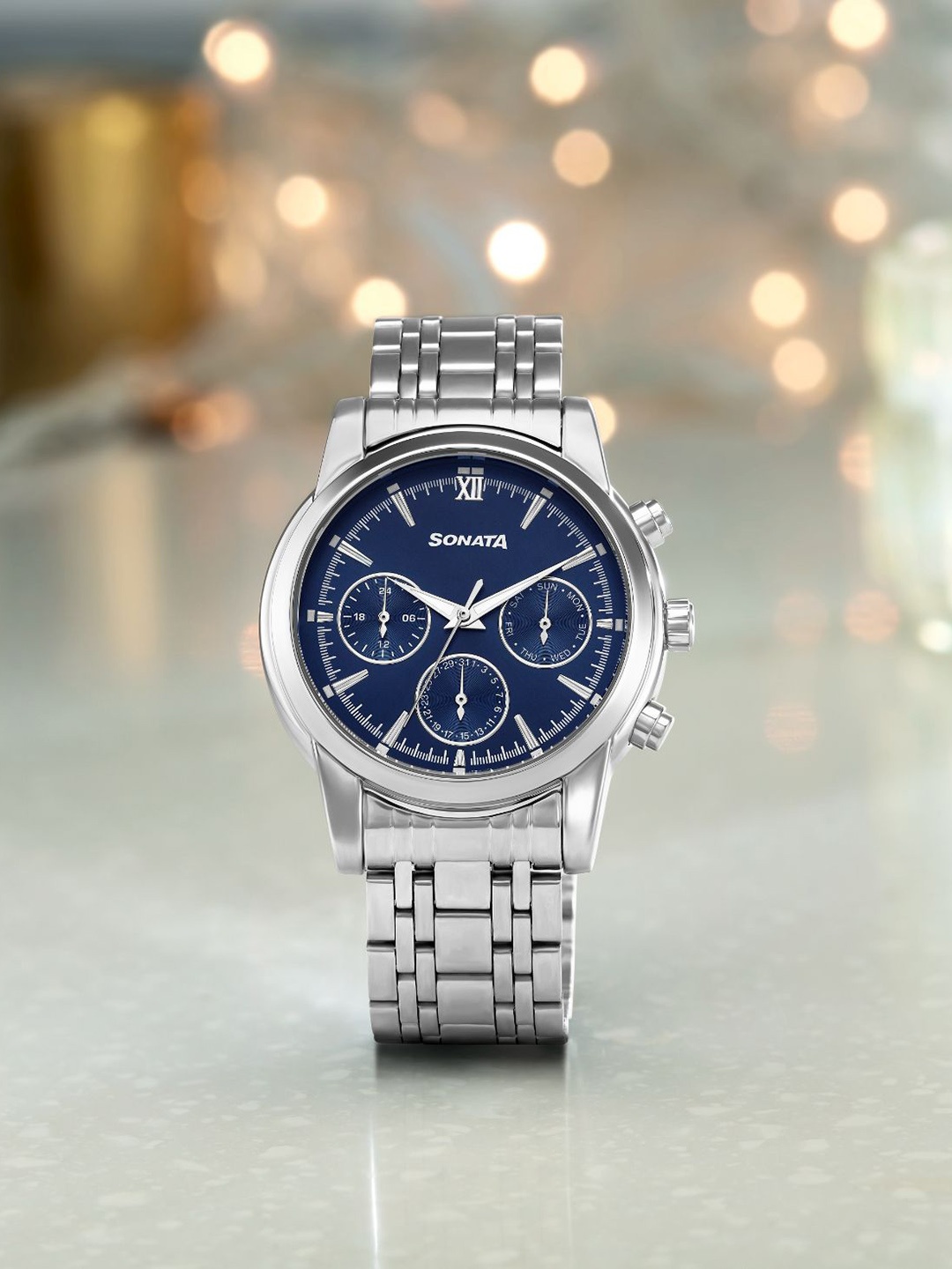 

Sonata Men Dial & Bracelet Style Straps Analogue Watch 77158SM01, Silver