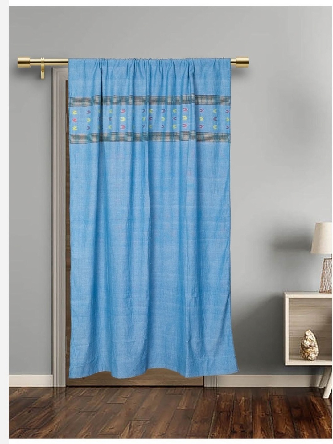 

ArtEastri Blue Geometric Door Curtain