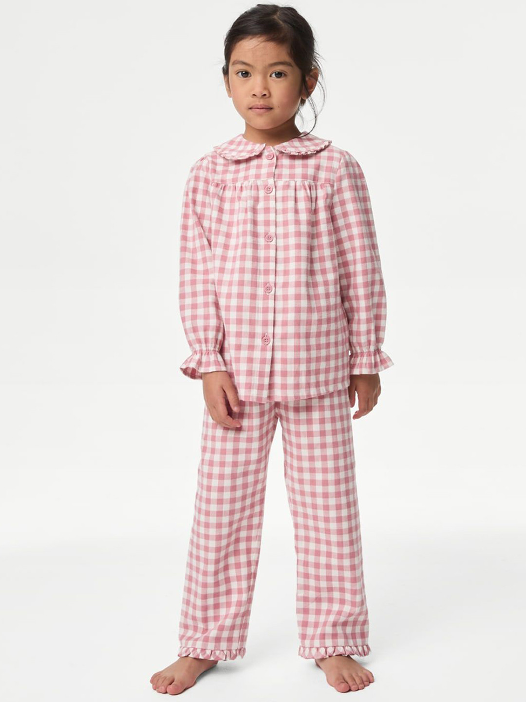 

Marks & Spencer Girls Checked Pure Cotton Night suit, Red
