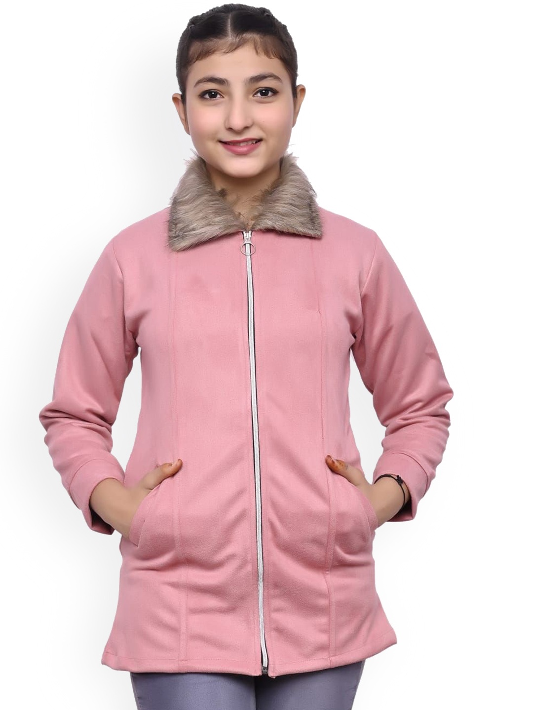 

FELLAMO Girls Woollen Tailored Jacket, Peach