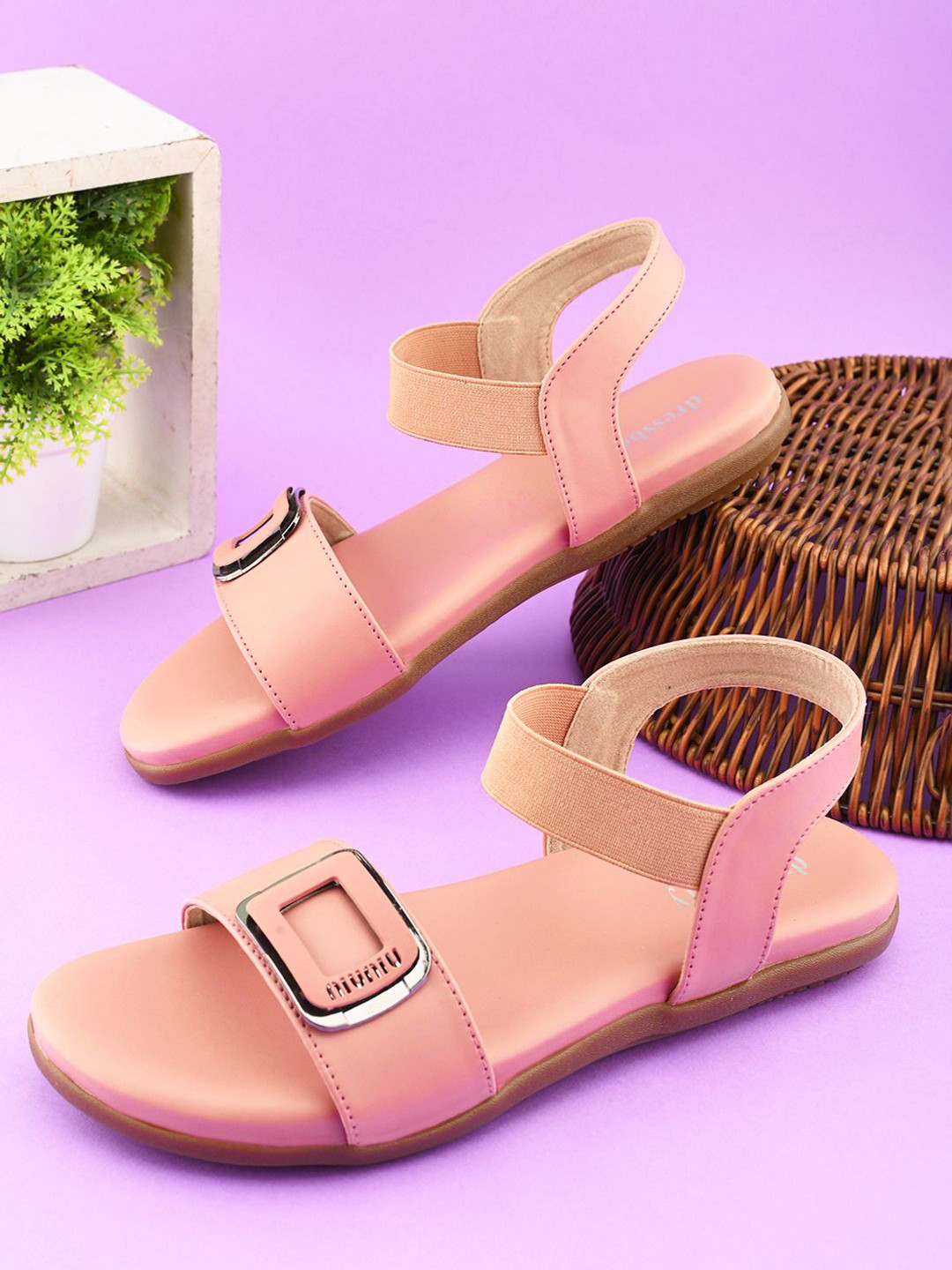

DressBerry Women Open Toe Flats, Peach
