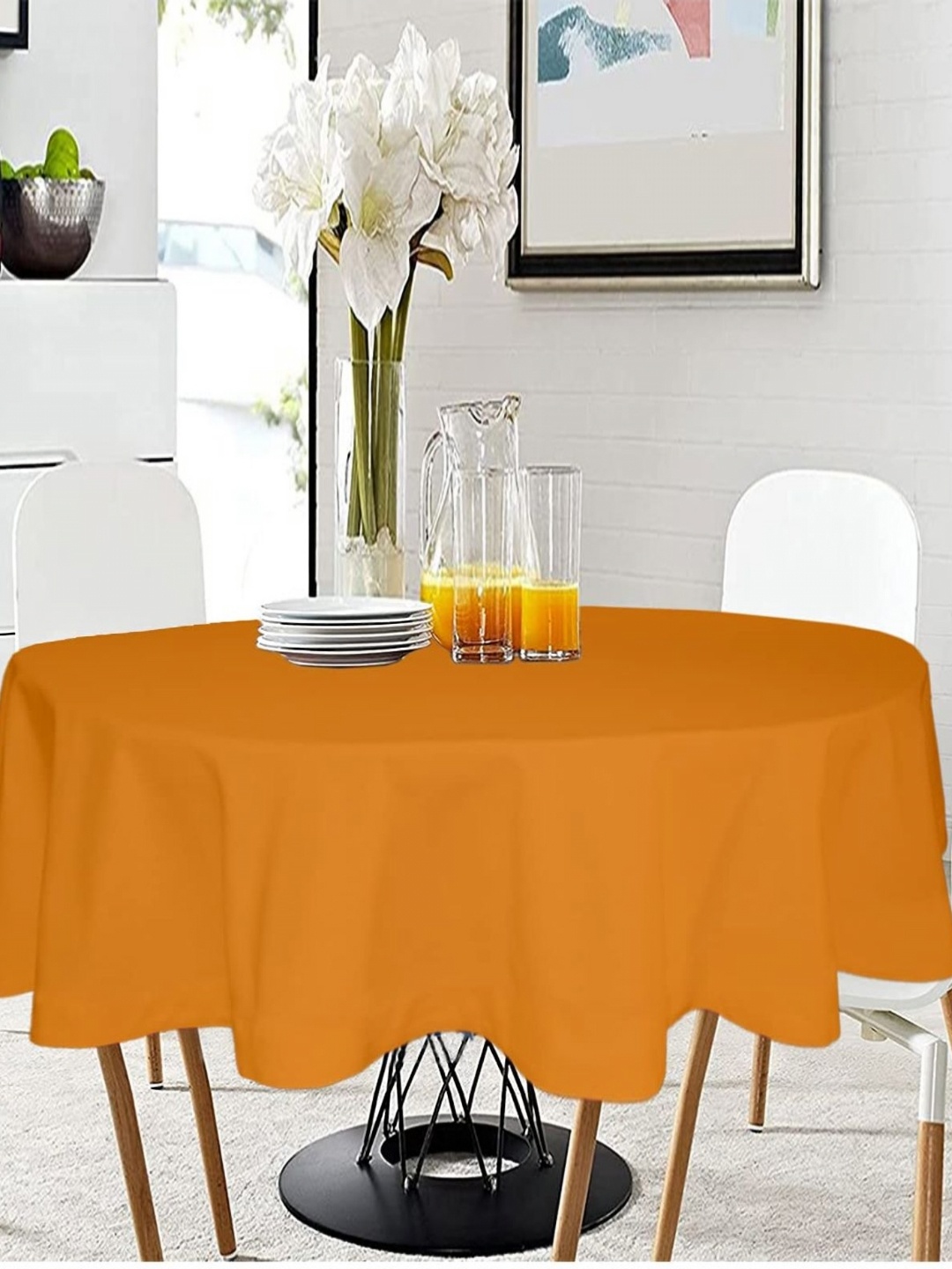 

Lushomes Orange Round 2-Seater Table Cover