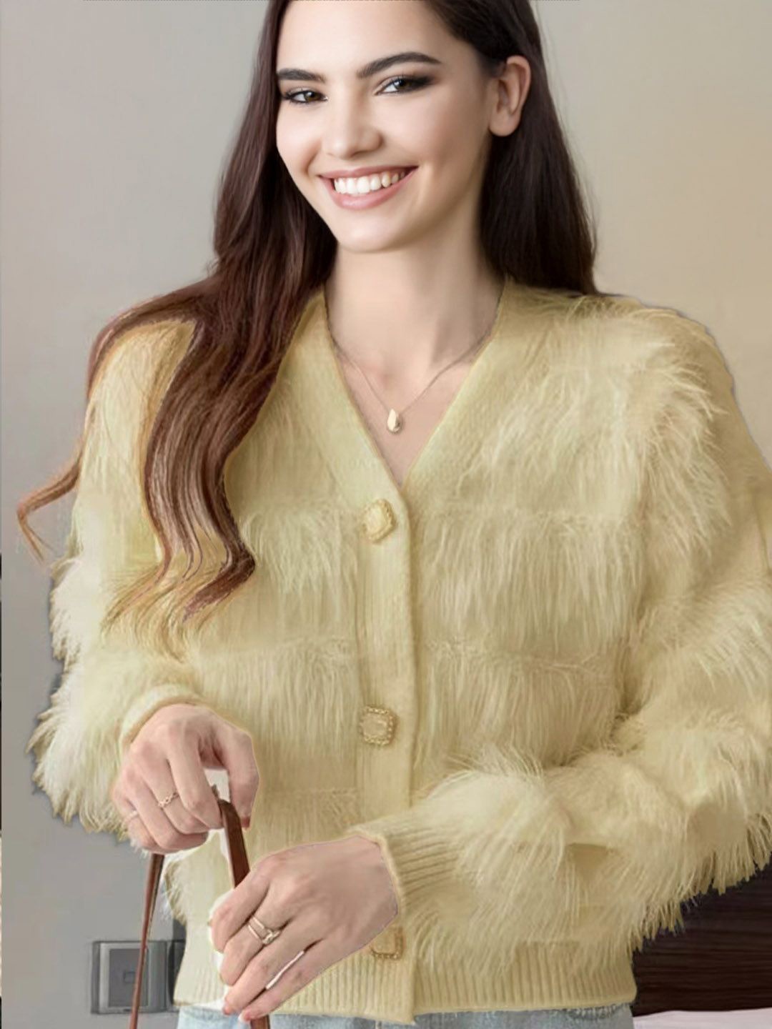 

StyleCast Women Woollen Cardigan, Beige