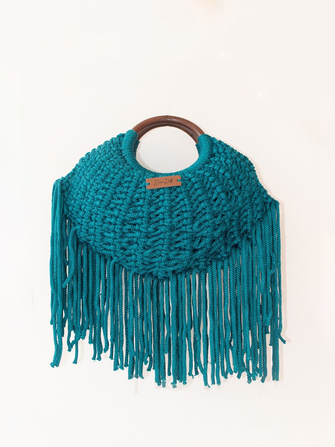 

DECORDILL Half Moon Handheld Bag with Fringed, Teal